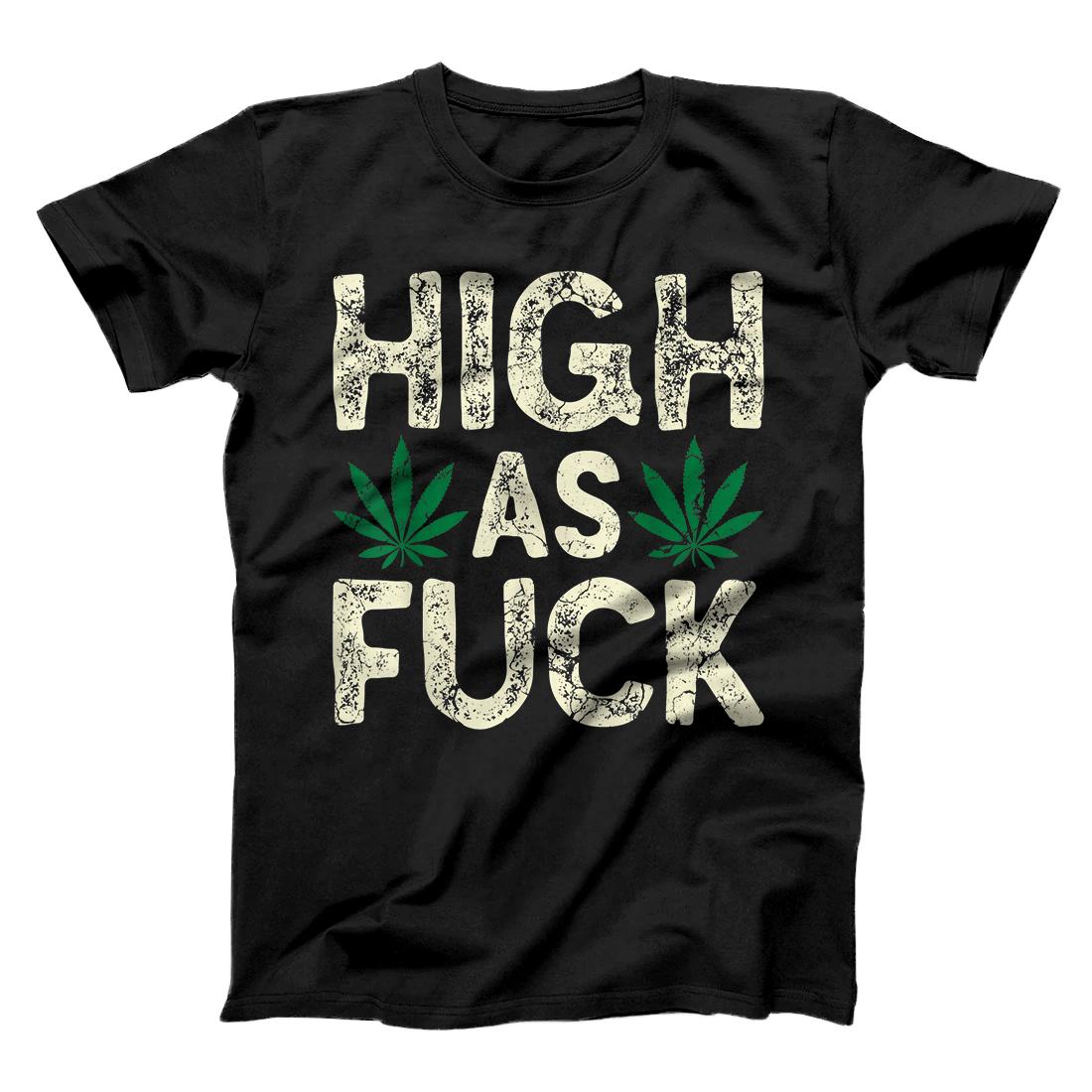 Personalized High As Fuck Marijuana Leaf Weed Cannabis Pot Smoker Gifts T-Shirt