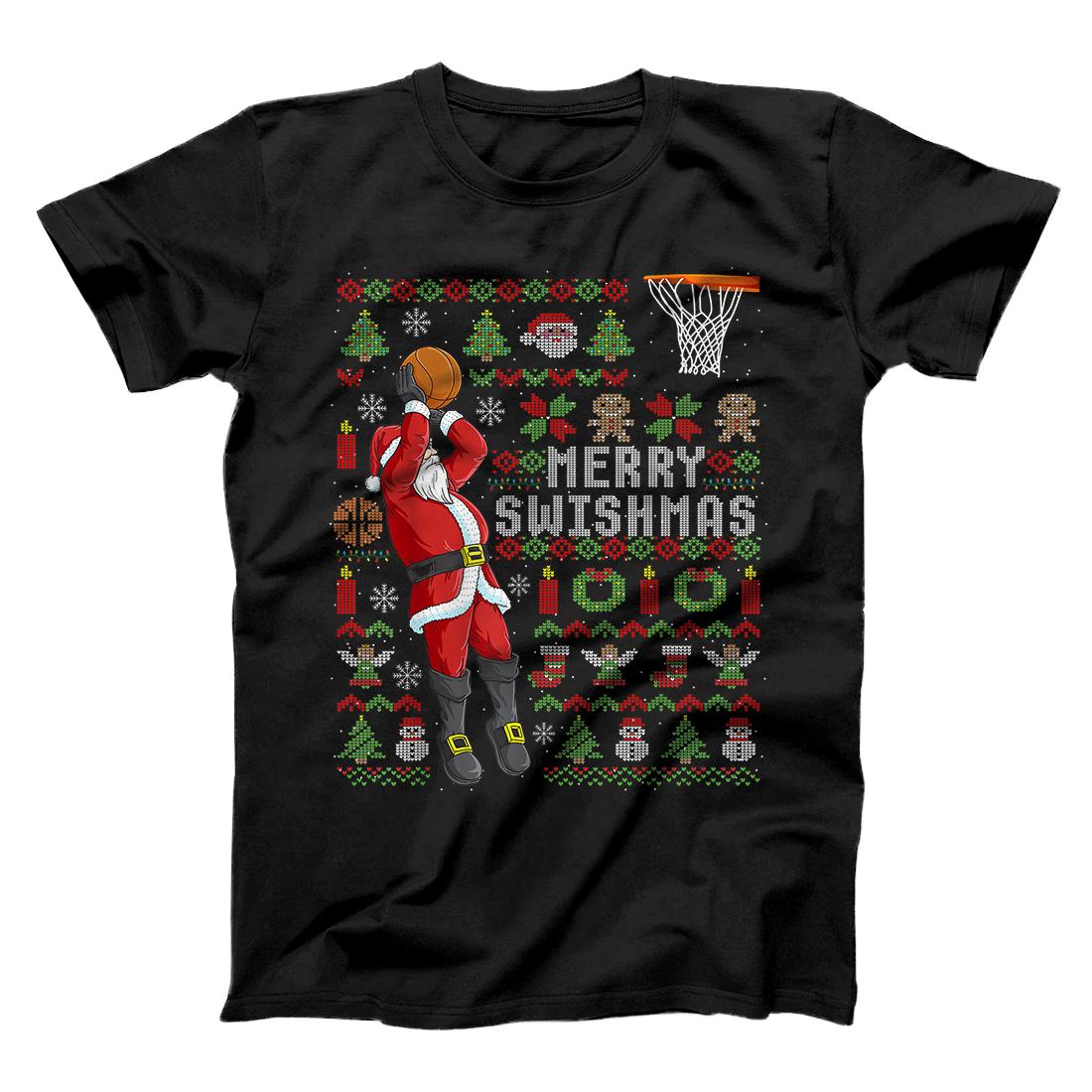 Personalized Merry Swishmas Ugly Christmas Basketball Christmas Gift T-Shirt