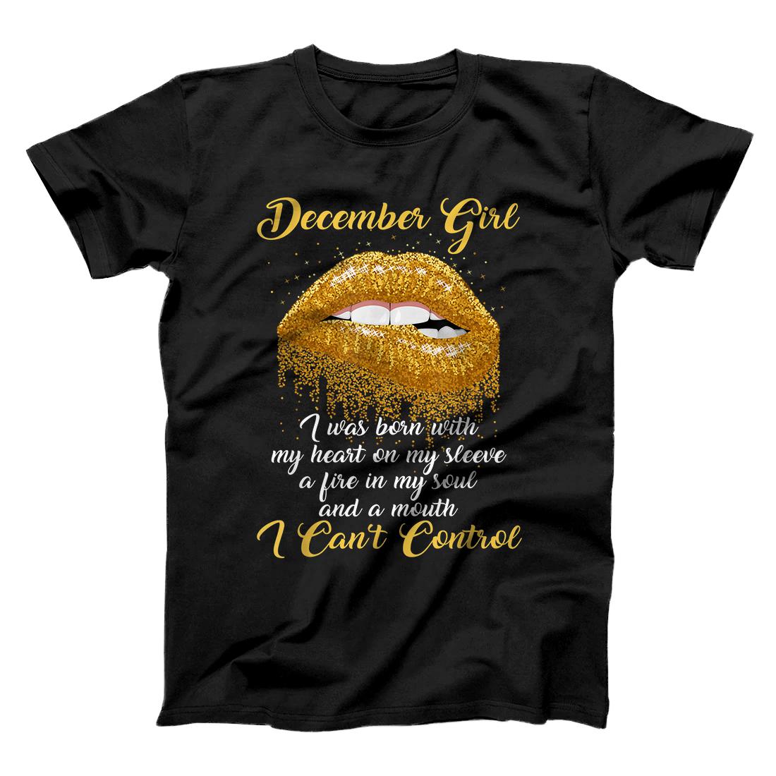 Personalized December Girl A Mouth She Can't Control Birthday T-Shirt