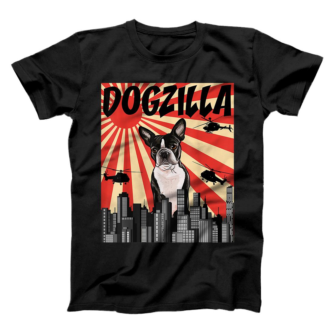 Personalized Funny Retro Japanese Dogzilla Boston Terrier T-Shirt