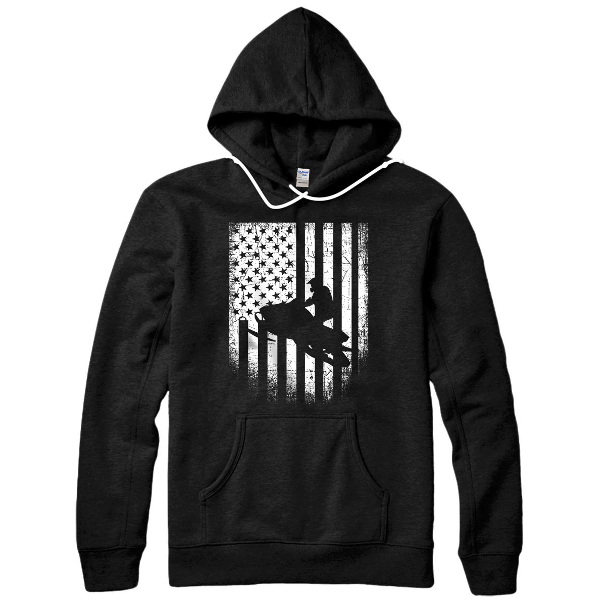 Personalized Snowmobiling USA American Flag Snowmobiler Gift Pullover Hoodie