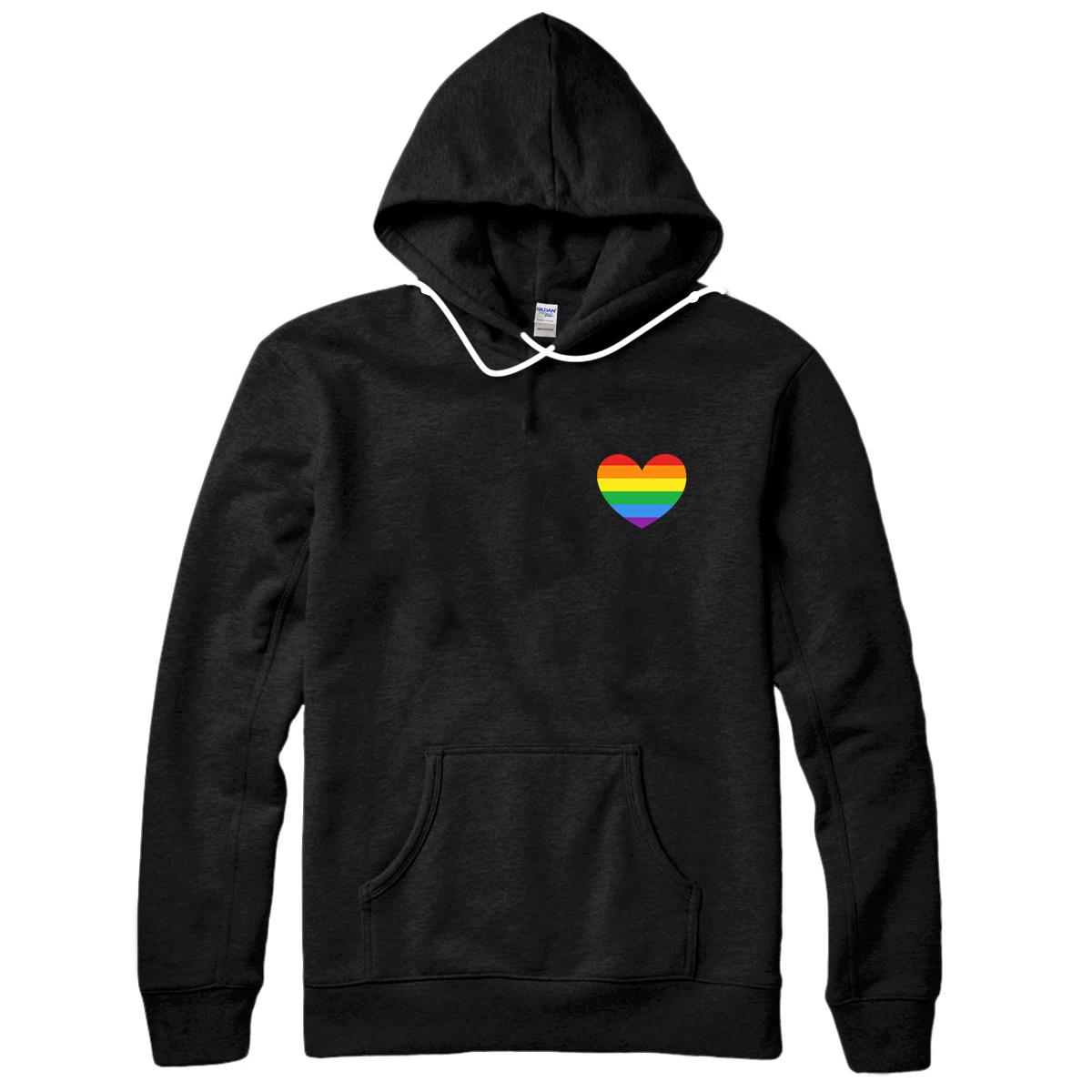 Personalized LGBT Gay Pride Heart Rainbow Left Chest Pullover Hoodie