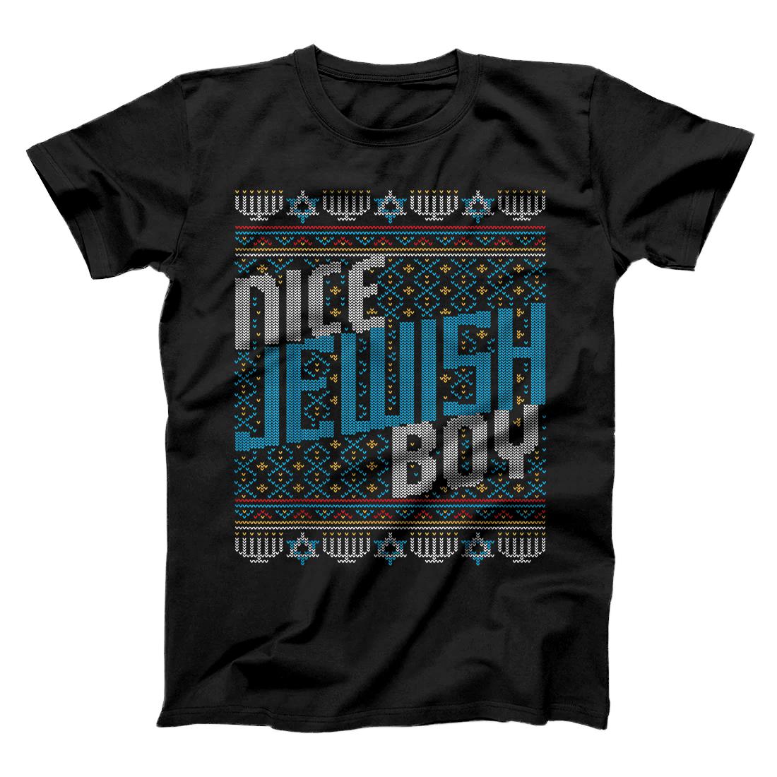 Personalized Nice Jewish Boy Jew Happy Hanukkah Ugly Christmas Sweater T-Shirt