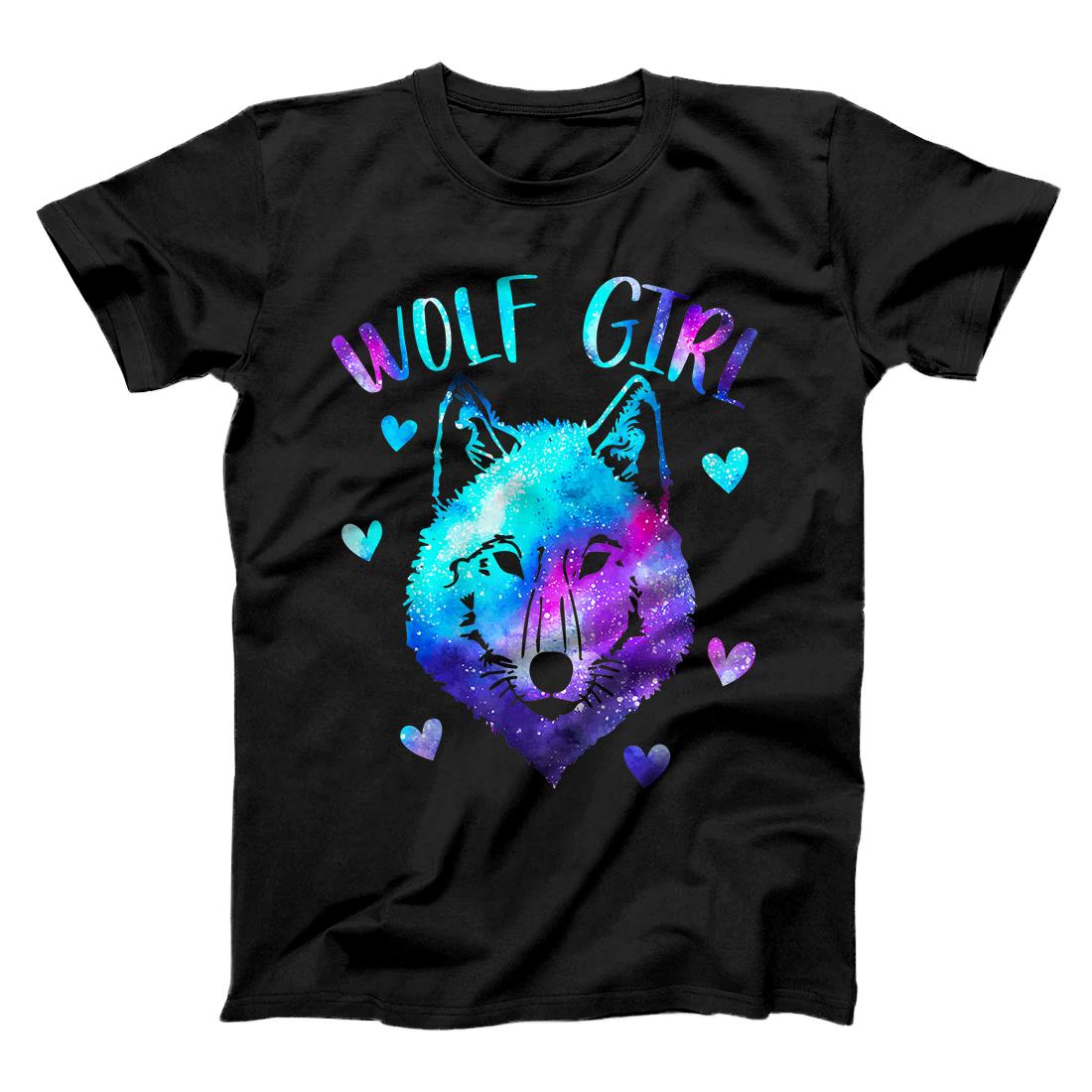 Personalized Wolf Girl Gifts - Just a Girl Who Loves Wolves Lover Galaxy T-Shirt