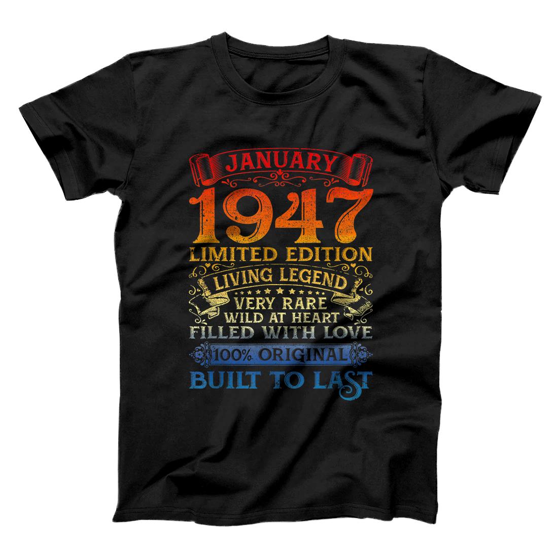 Personalized Vintage 74 Years Old January 1947 74th Bday Mens Womens T-Shirt