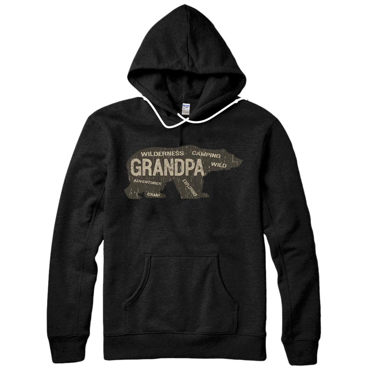 Personalized Men's Grandpa Bear Top Camping for Men Camper Gifts Pullover Hoodie