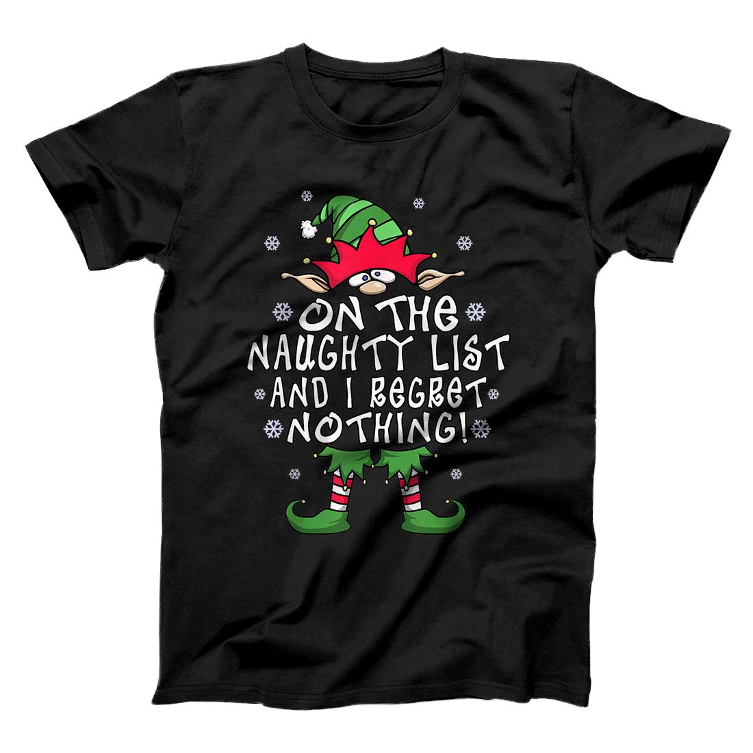 Personalized On The Naughty List And I Regret Nothing Elf Christmas Gift T-Shirt