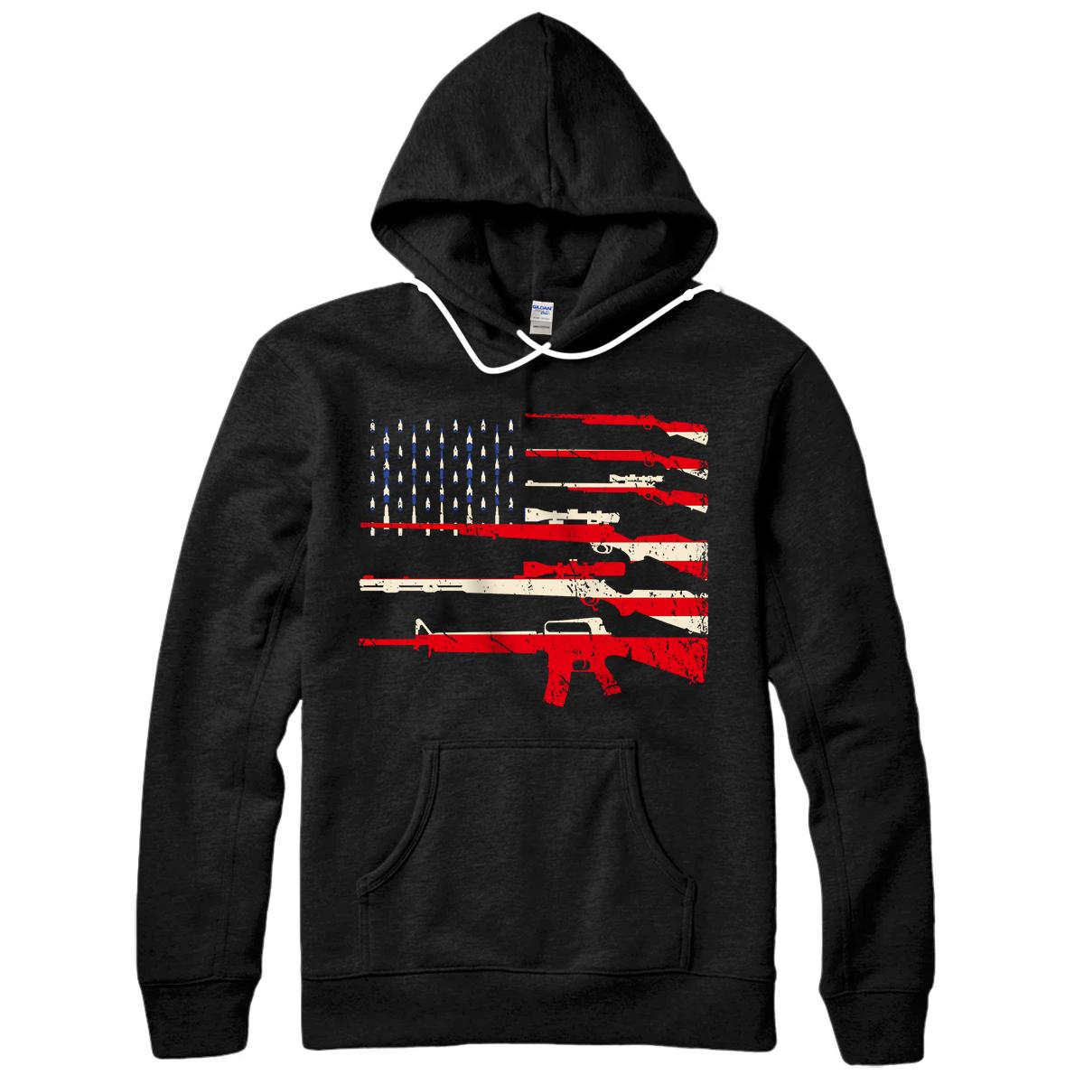 Personalized USA Flag Rifles Guns Weapons 2A Amendment Fathers Day Gift Pullover Hoodie