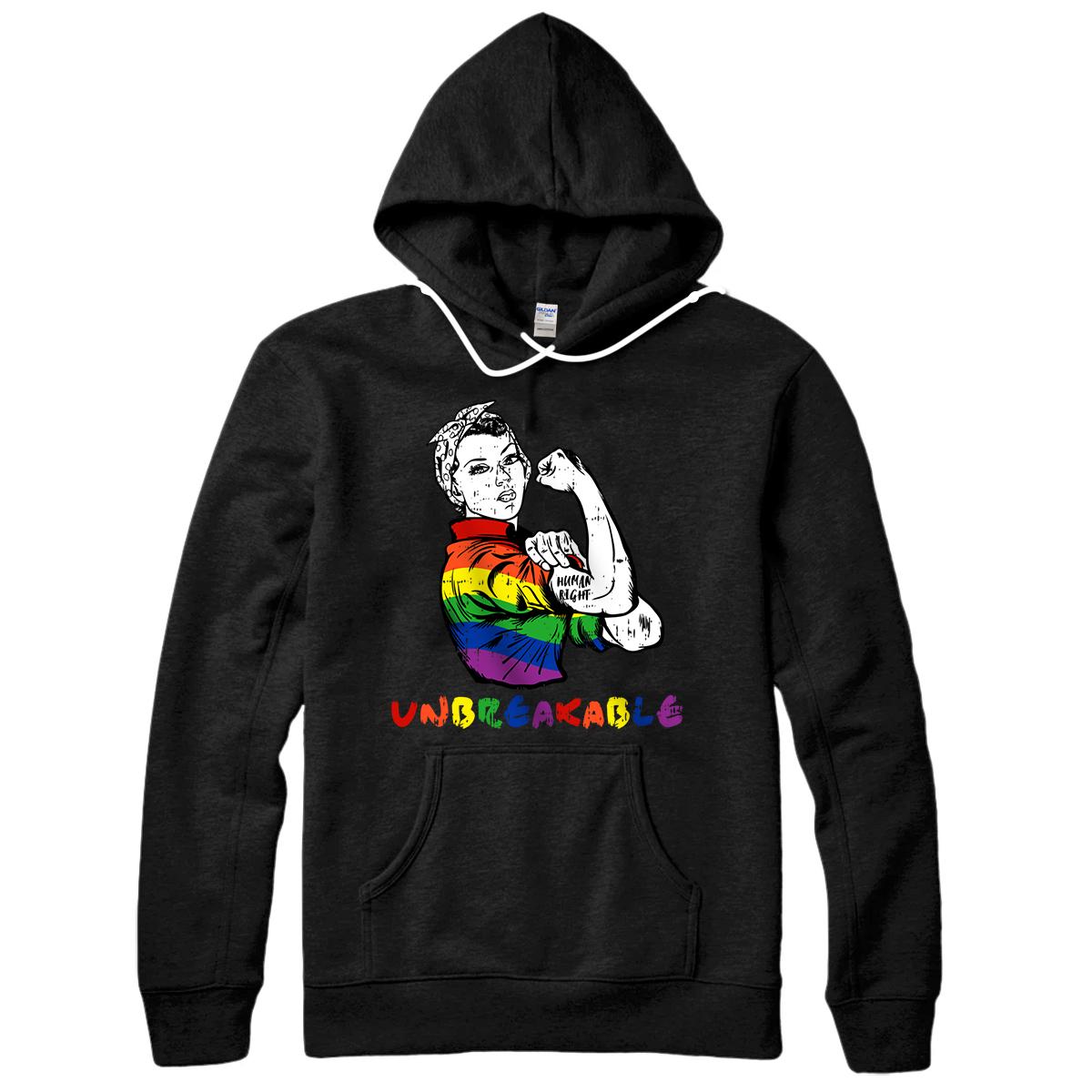 Personalized Gay Pride Flag Human Rights Unbreakable LGBTQ Cool LGBT Gift Pullover Hoodie