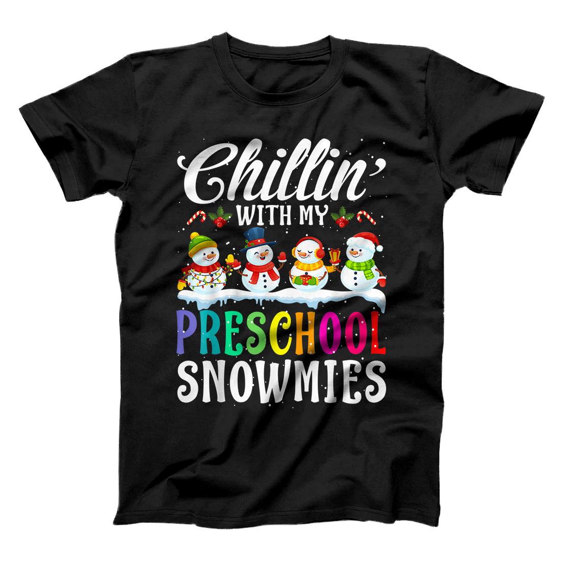 Personalized Chillin' With My Preschool Snowmies Teacher Xmas Gifts T-Shirt