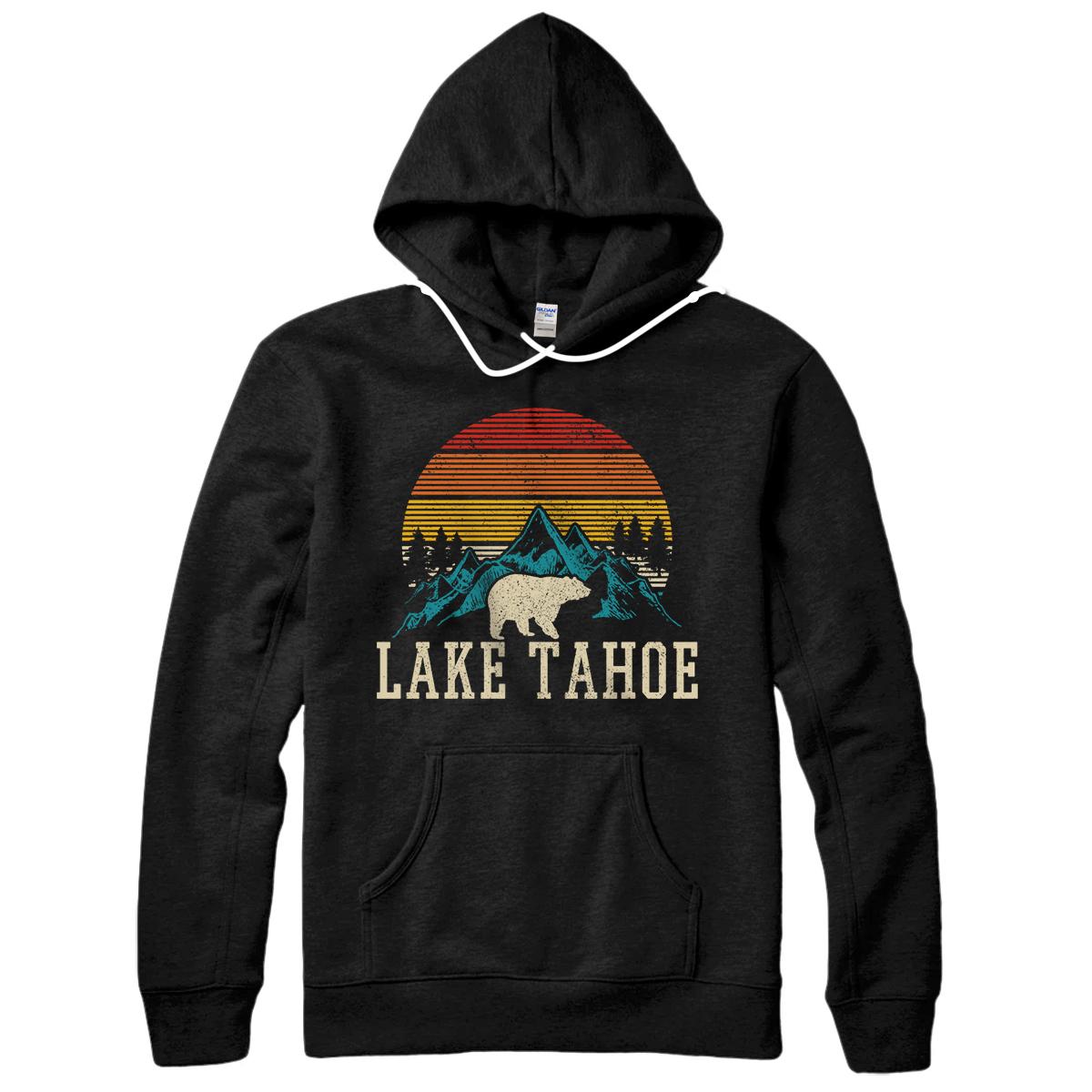 Personalized Lake Tahoe Vintage Bear Mountains Nature California Pullover Hoodie