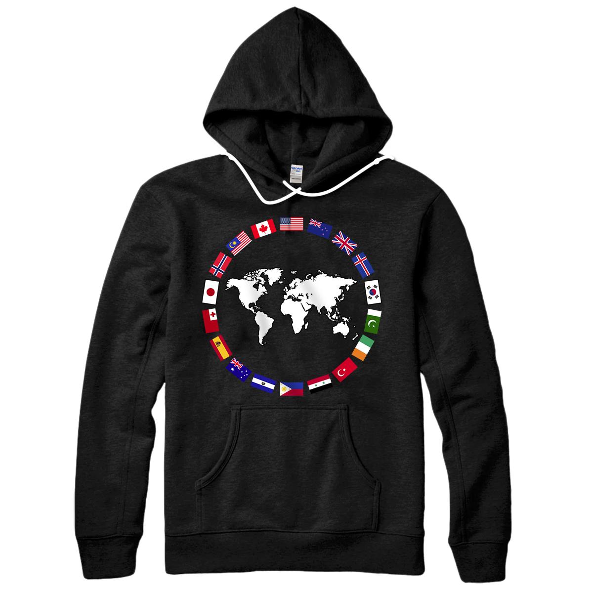 Personalized World Map Country Flag Atlas Pullover Hoodie