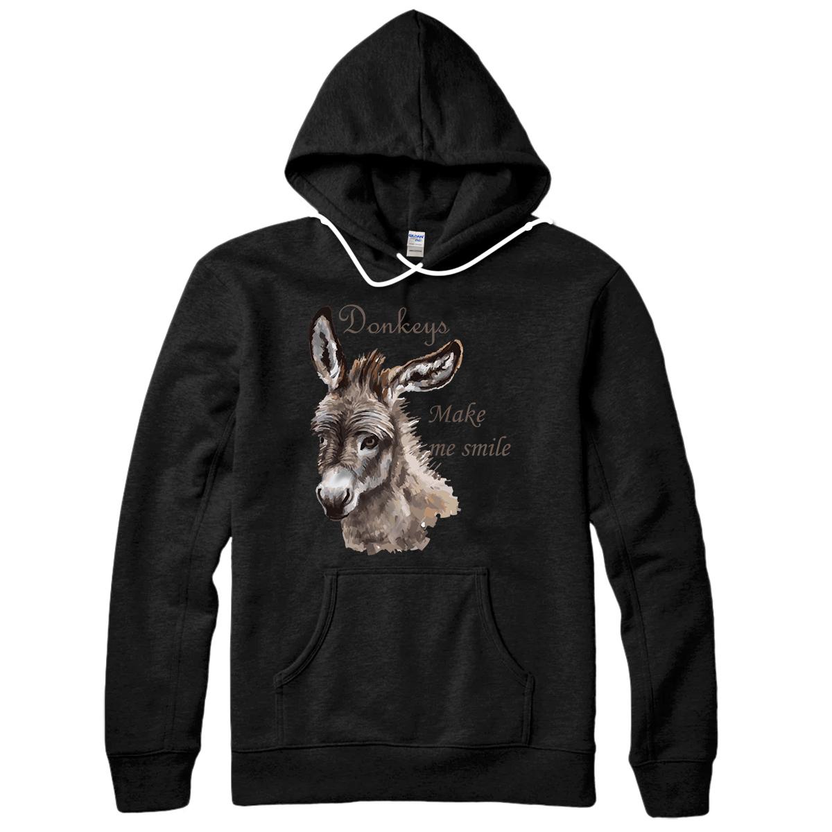 Personalized Donkeys Make Me Smile Cute Miniature DonkeyTail Lovers Pullover Hoodie