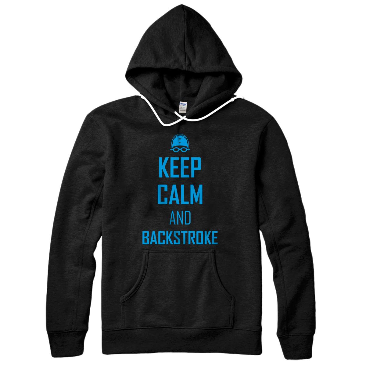Personalized Keep calm and backstroke swim team funny gift for swimmer Pullover Hoodie