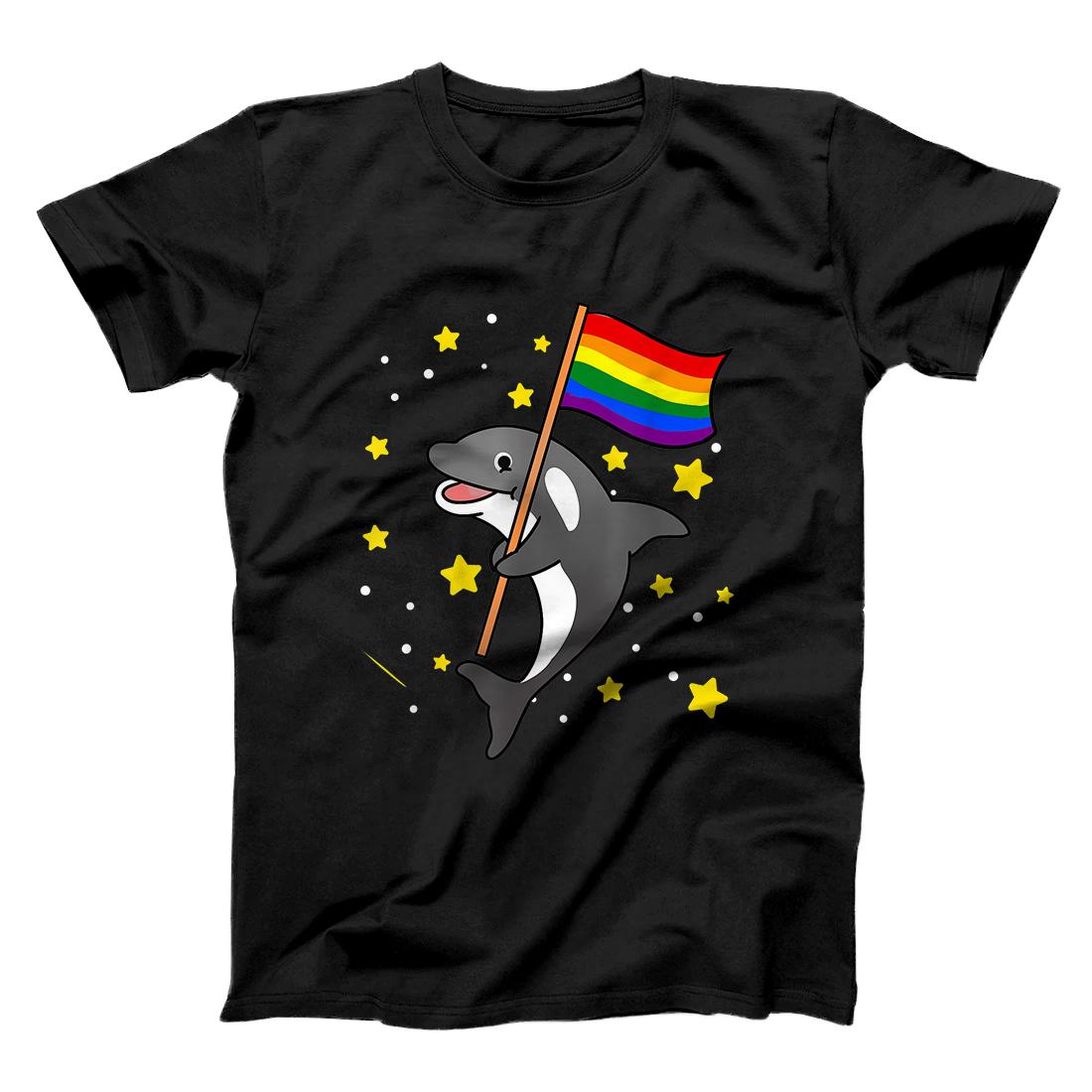 Gay Orca Holding Gay Pride Flag T-Shirt