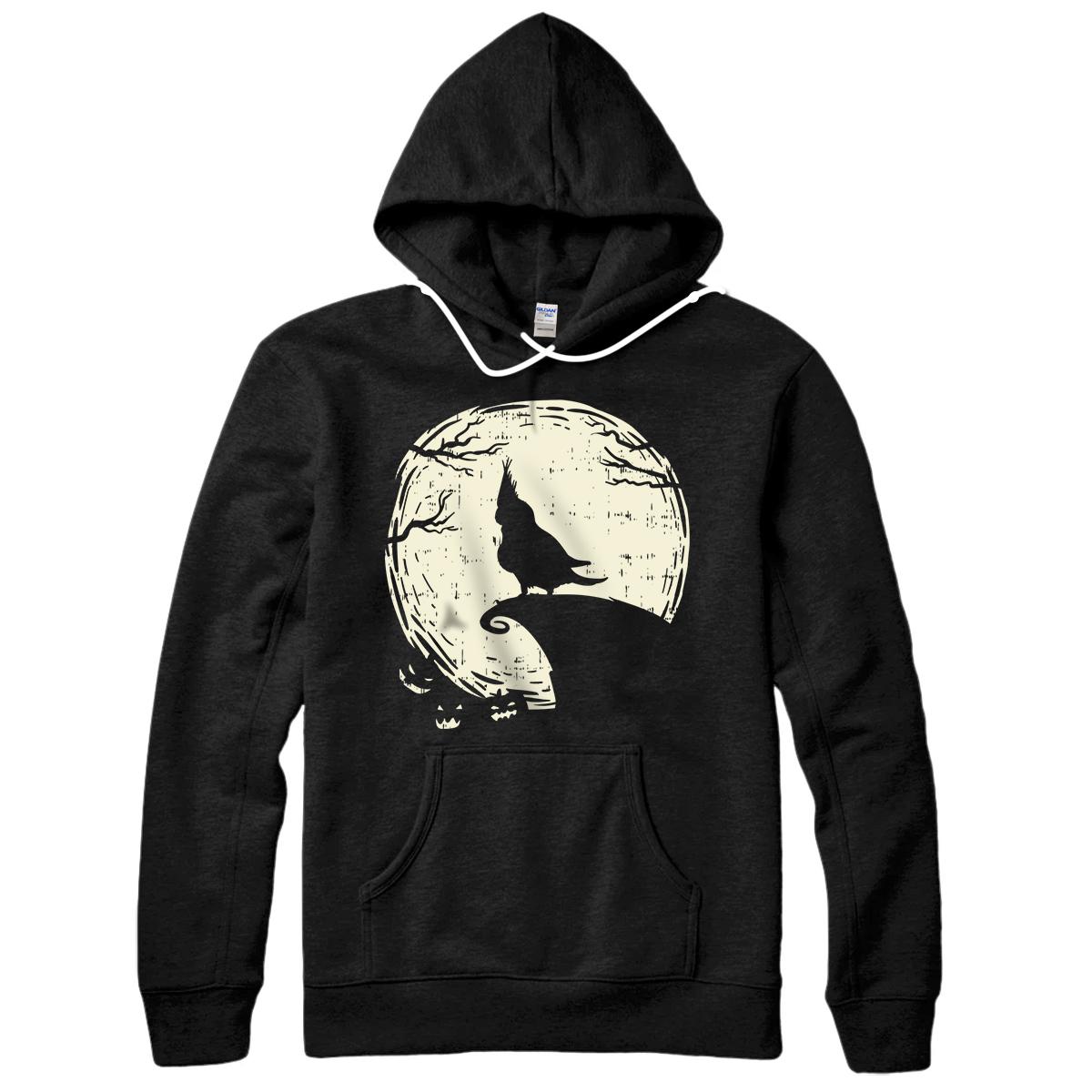 Cockatiel Bird Moon Vintage Halloween Animal Bird Lover Pullover Hoodie