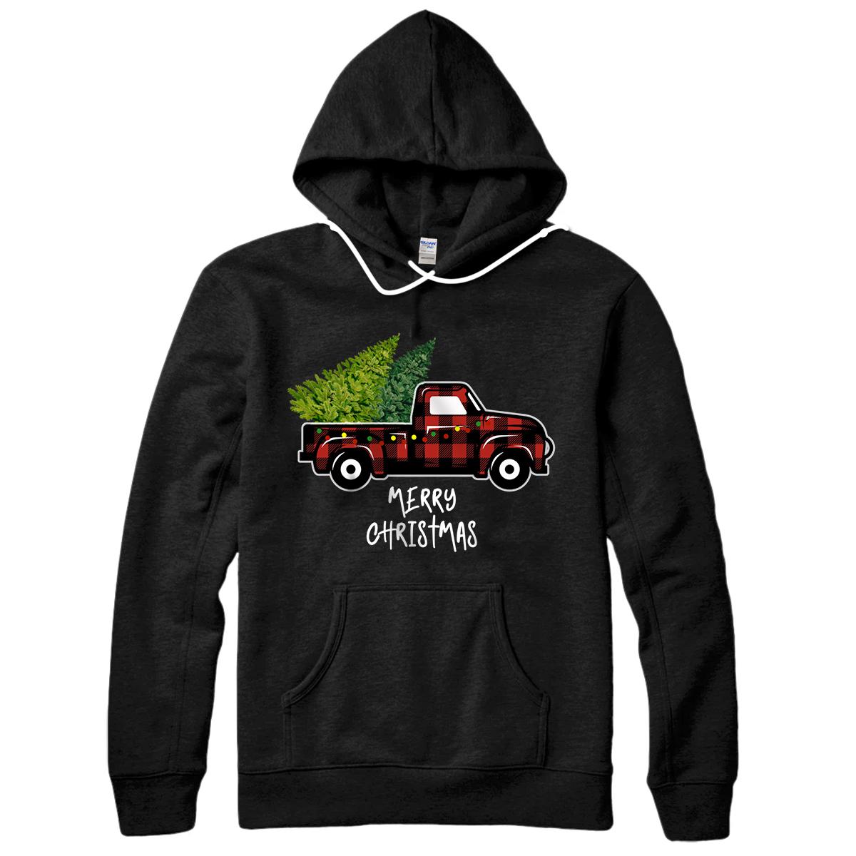 Red Truck with Christmas Tree Vintage Gifts Merry Christmas Pullover Hoodie