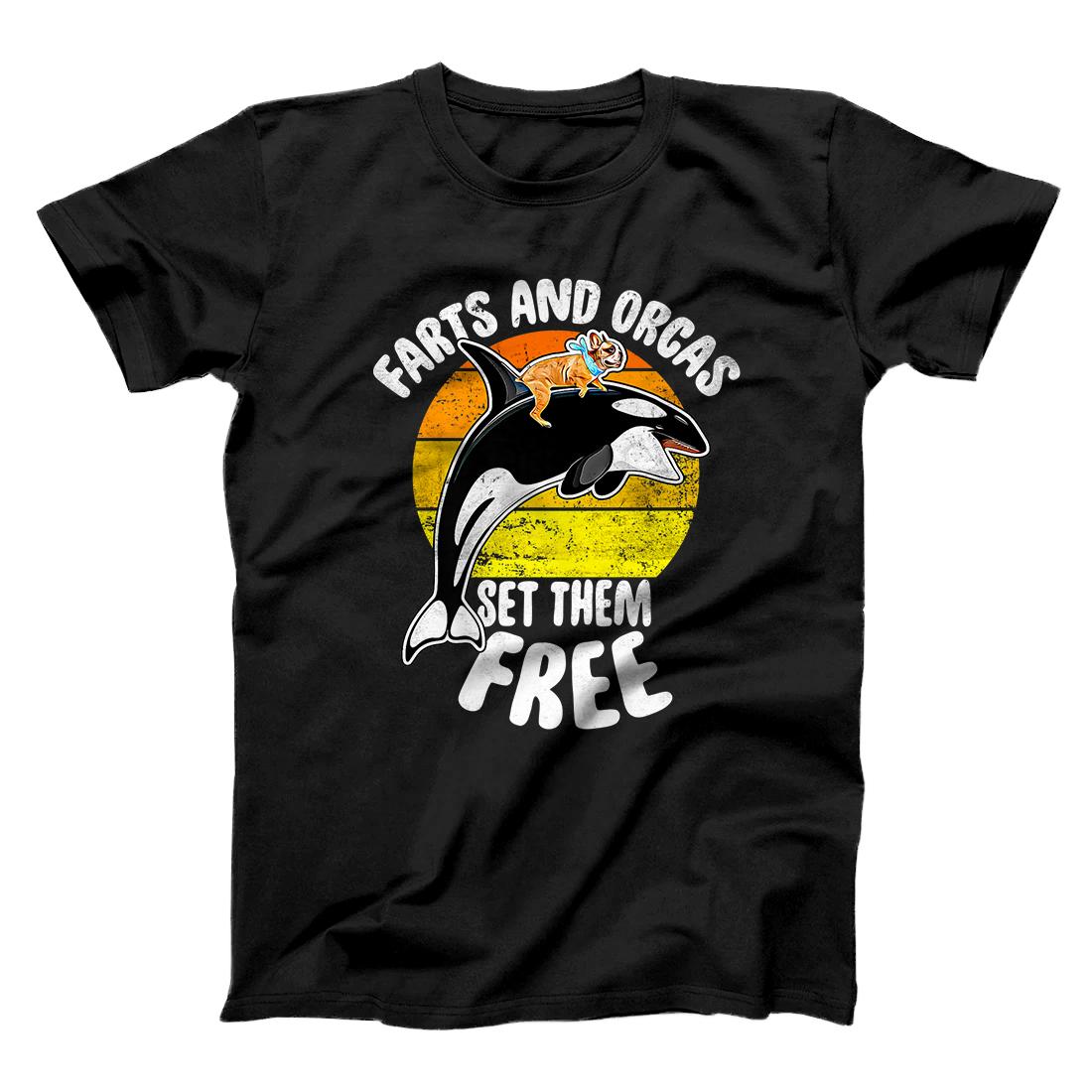 Farts And Orcas Set Them Free - Frenchie Orca Killer Whale Premium T-Shirt