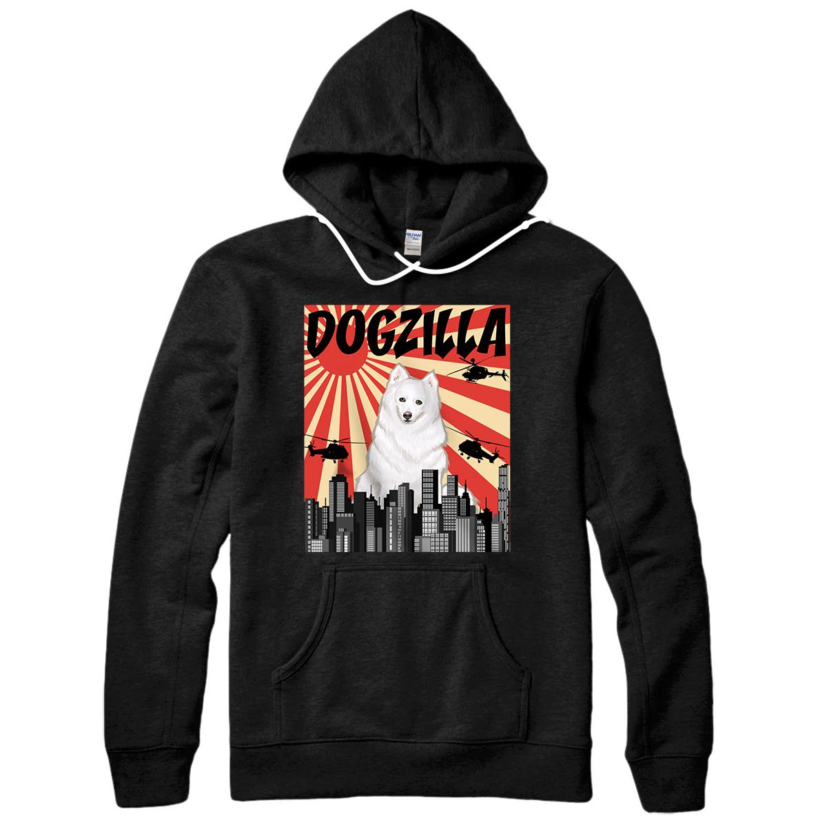 Funny Retro Japanese Dogzilla American Eskimo Dog Pullover Hoodie