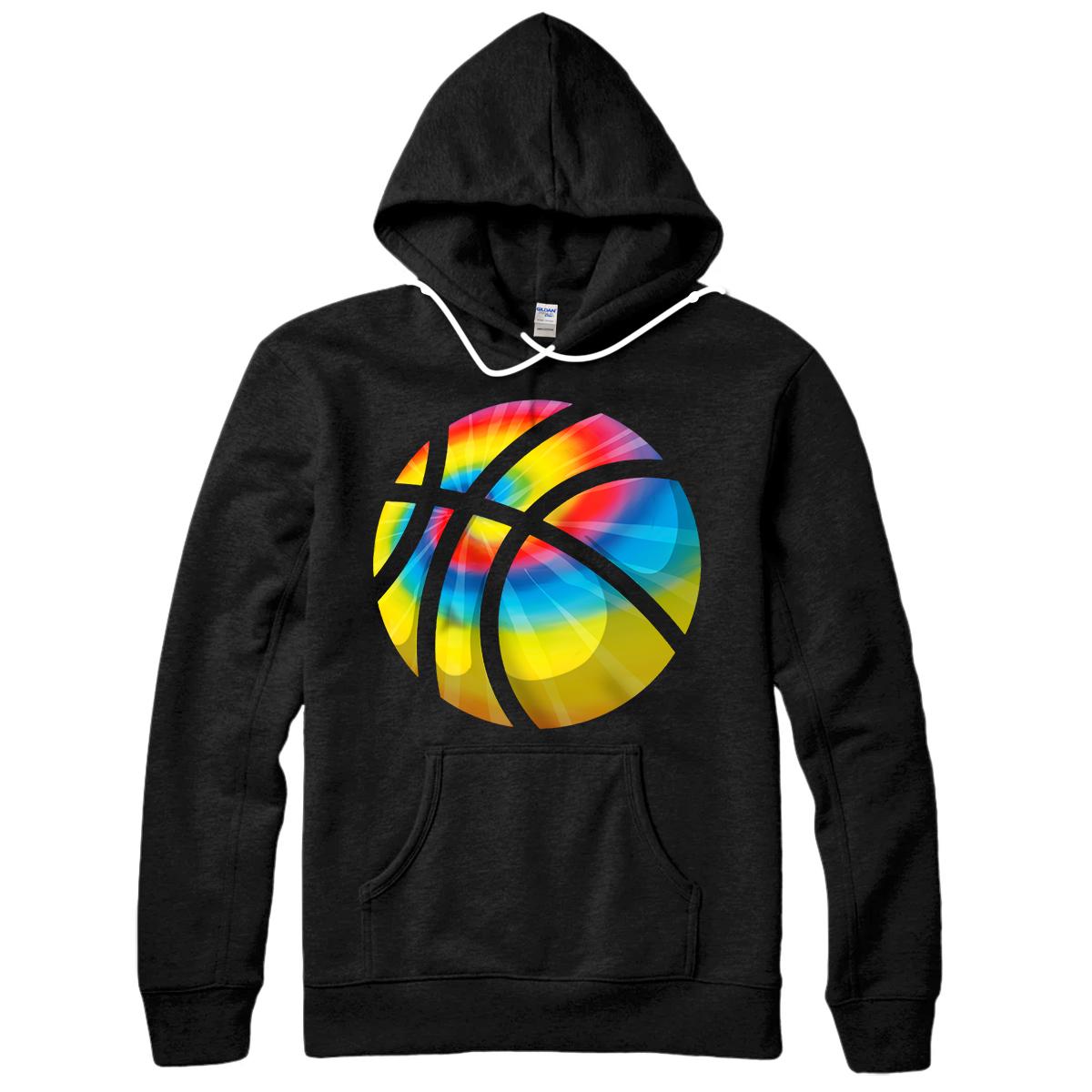 Funny Tie Dye Basketball Gift | Cute Trippy Hippy Boys Girls Pullover Hoodie