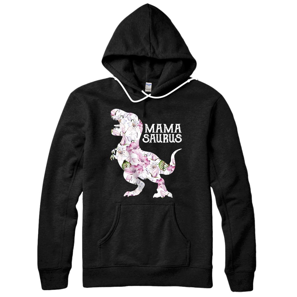 Mamasaurus Mama Dinosaur Watercolor Flowers Mothers Day Gift Pullover Hoodie