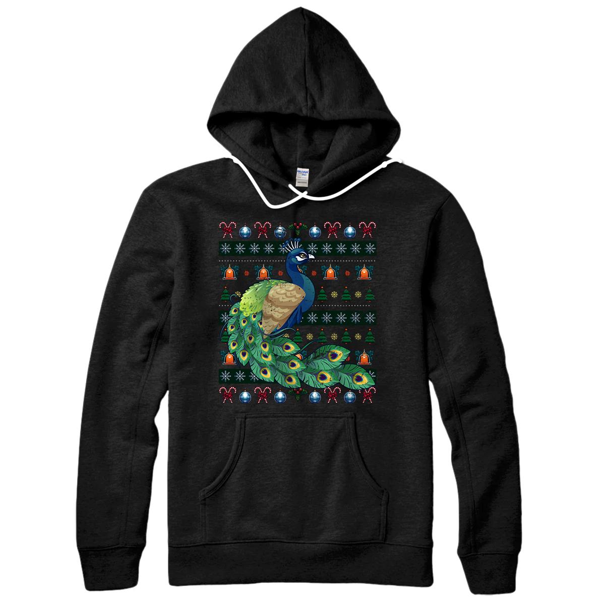 Personalized Peacock Xmas Gift Ornamental Bird Ugly Christmas Pullover Hoodie