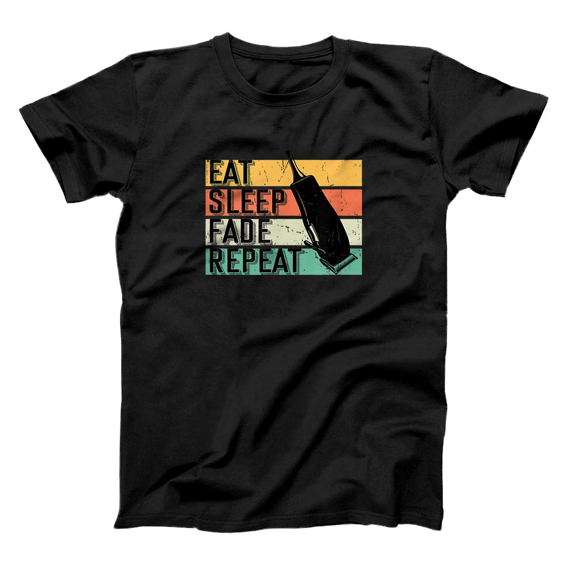 Personalized Eat Sleep Fade Repeat Barber Gift Hairstylist Barber T-Shirt