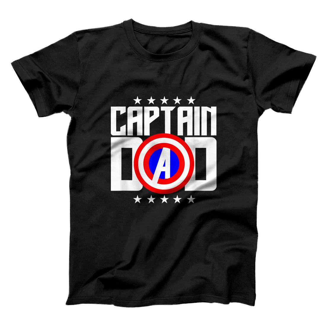 Personalized Mens Christmas Gift For Dad Birthday Captain Shield Dad Superhero T-Shirt