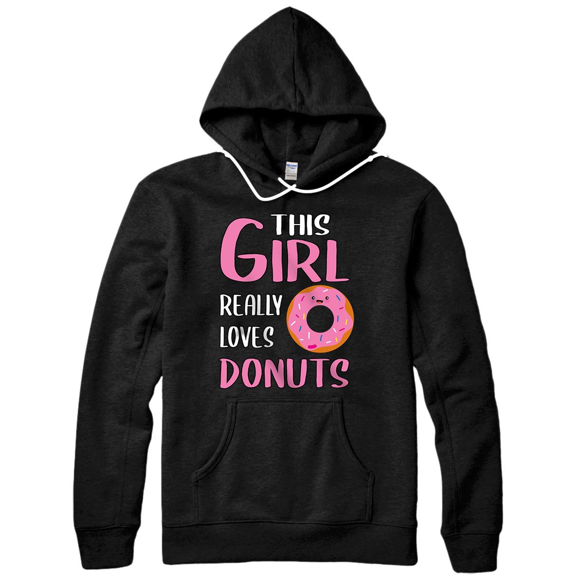 Womens Donut Gift This Girl Really Loves Donuts Pullover Hoodie