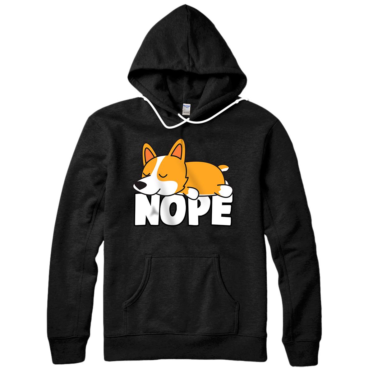 Napping Corgi Tee Funny Nope Lazy Dogs Lover Pets Fan Gift Pullover Hoodie