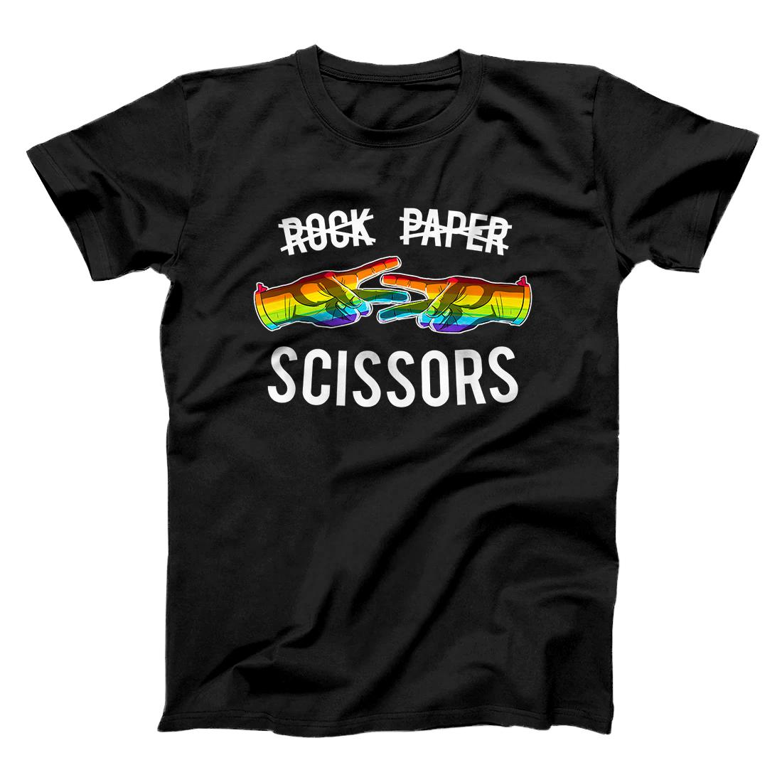 Personalized Rock Paper Scissors Lesbian Pride Rainbow LGBT T-Shirt