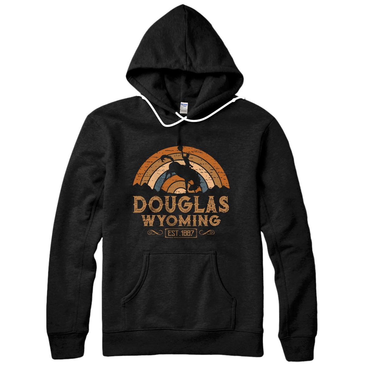 Douglas Wyoming WY Retro Style Wild West Cowboy Pullover Hoodie