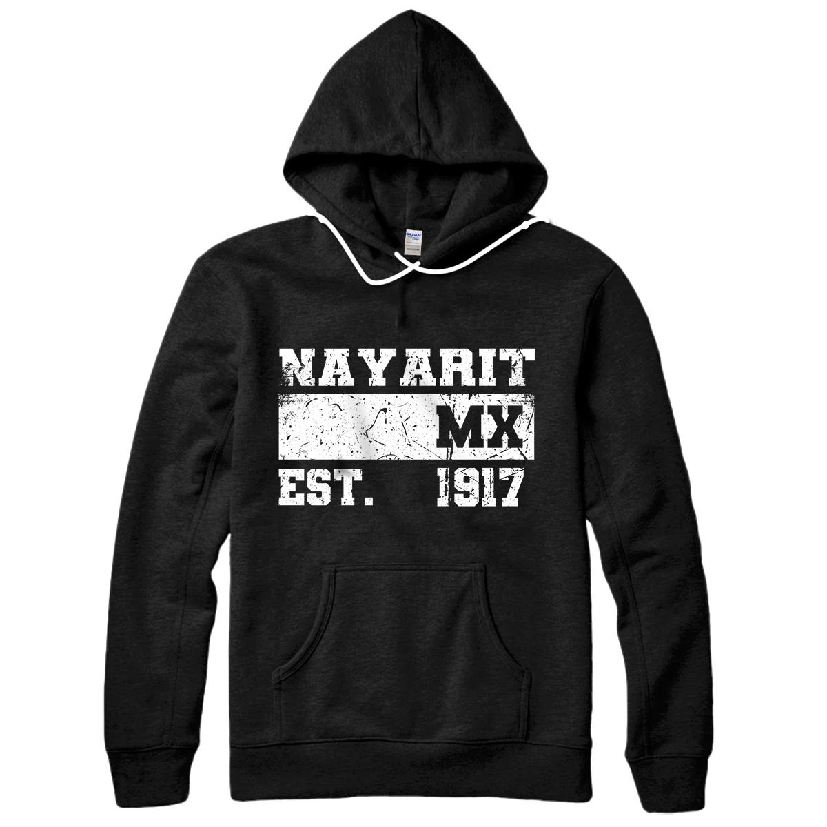 Nayarit Mexico Est. 1917 Vintage Retro Distressed Pullover Hoodie