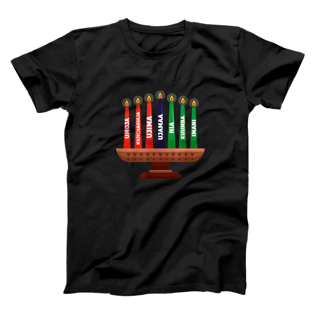 Personalized Happy Kwanzaa Kinara Candles African American Holiday T-Shirt