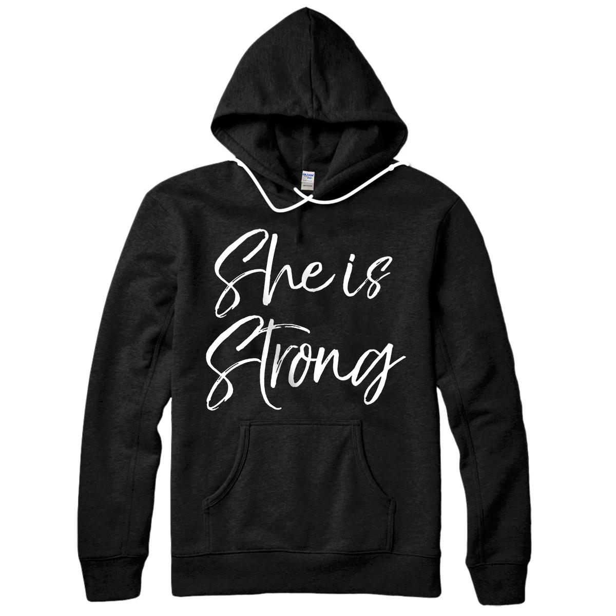 Workout Gear Fitness Mothers Day Gift for Mom She is Strong Pullover Hoodie