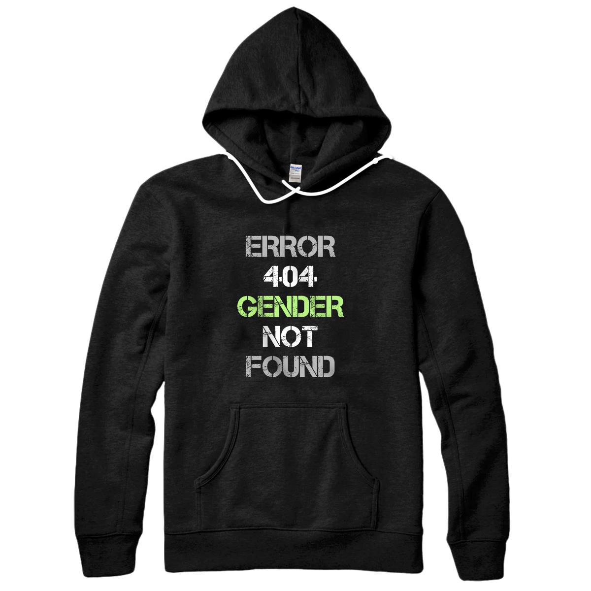 Error 404 Gender Not Found - Funny Agender Pride Flag Pullover Hoodie