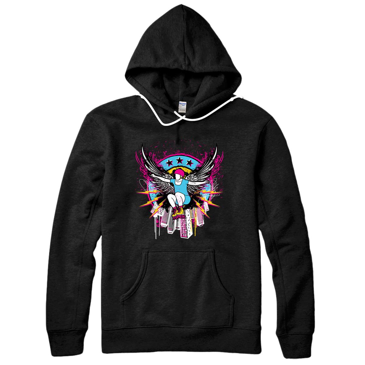 Roller Skate Angel Wings Skater Skating Pullover Hoodie