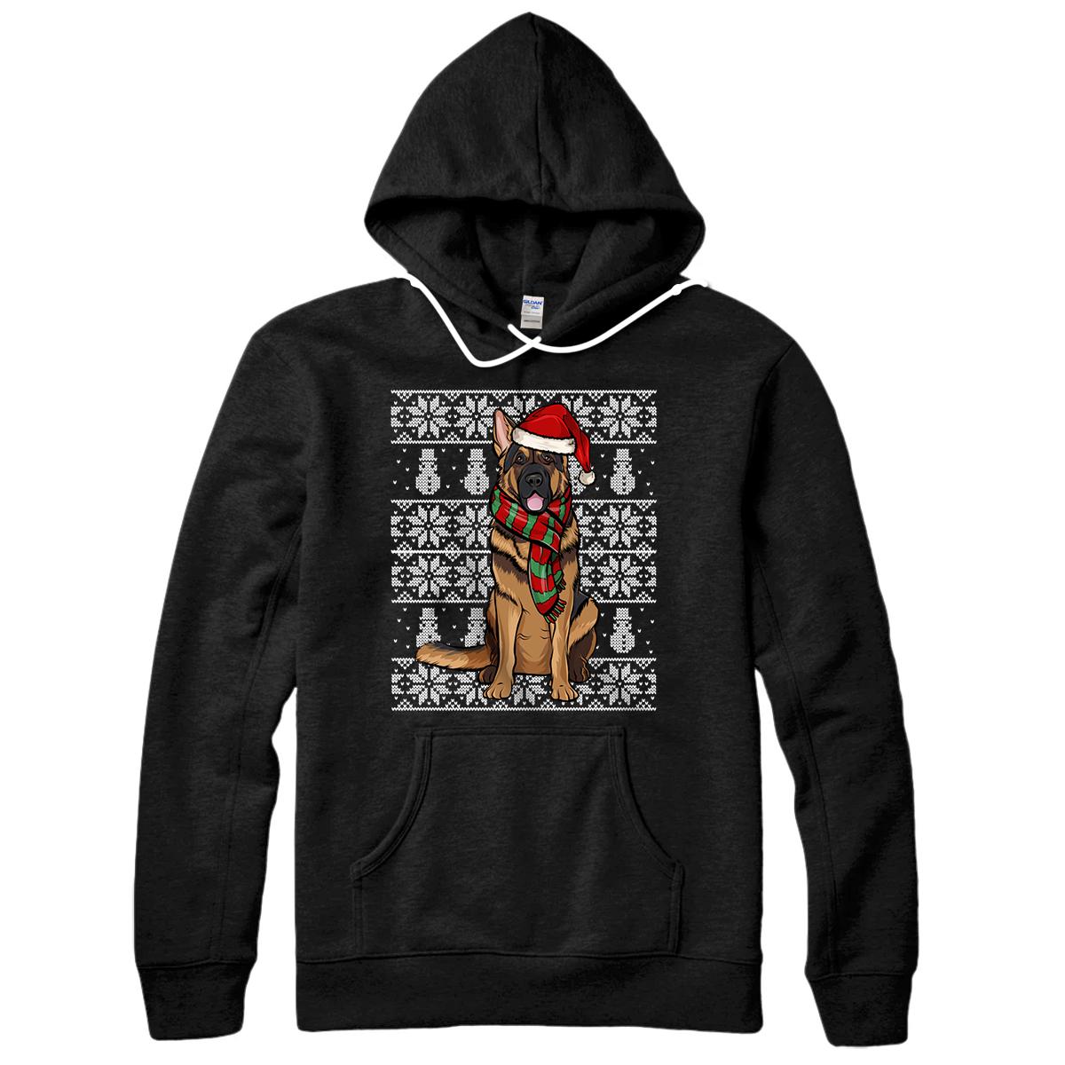 Santa Hat Xmas German Shepherd Ugly Christmas Pullover Hoodie