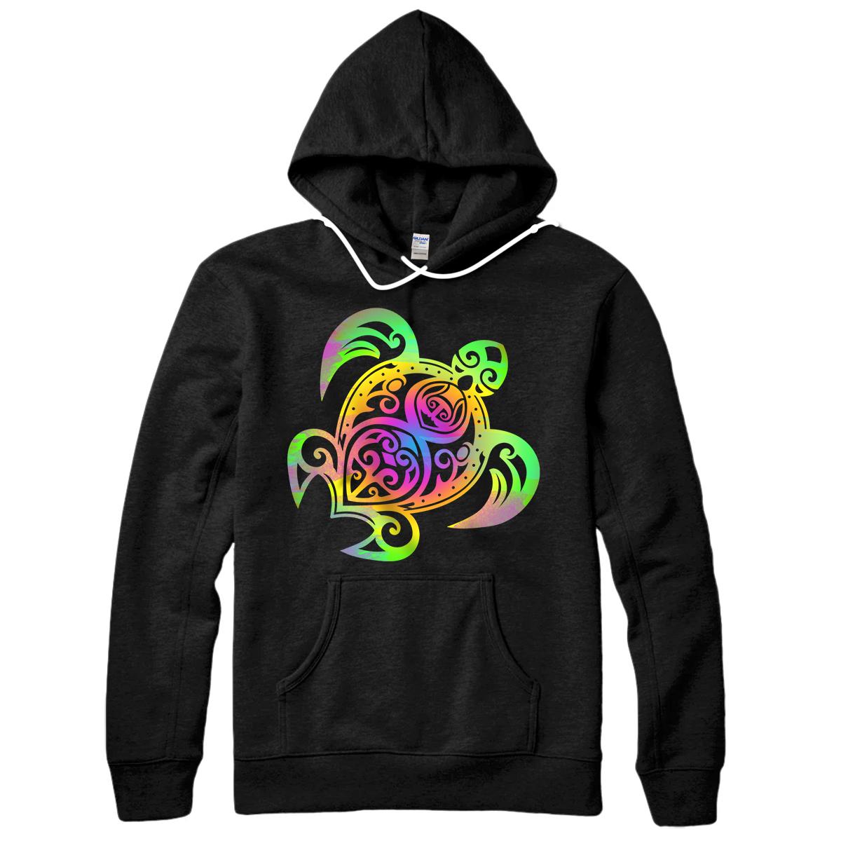 Hippie Tie Dye Psychedelic Sea Turtle Tribal Pullover Hoodie