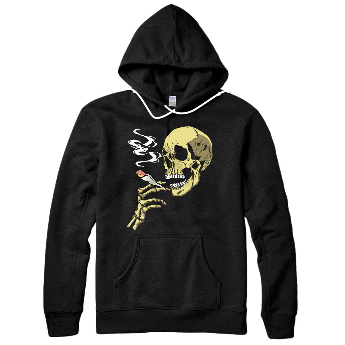 Smoking Skeleton Skull Cannabis Joint Stoner Funny Pothead Pullover Hoodie