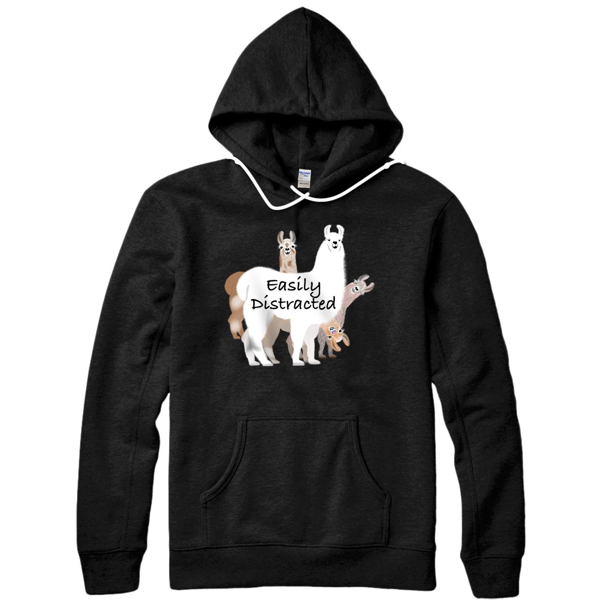 Funny llama easily distracted design Pullover Hoodie