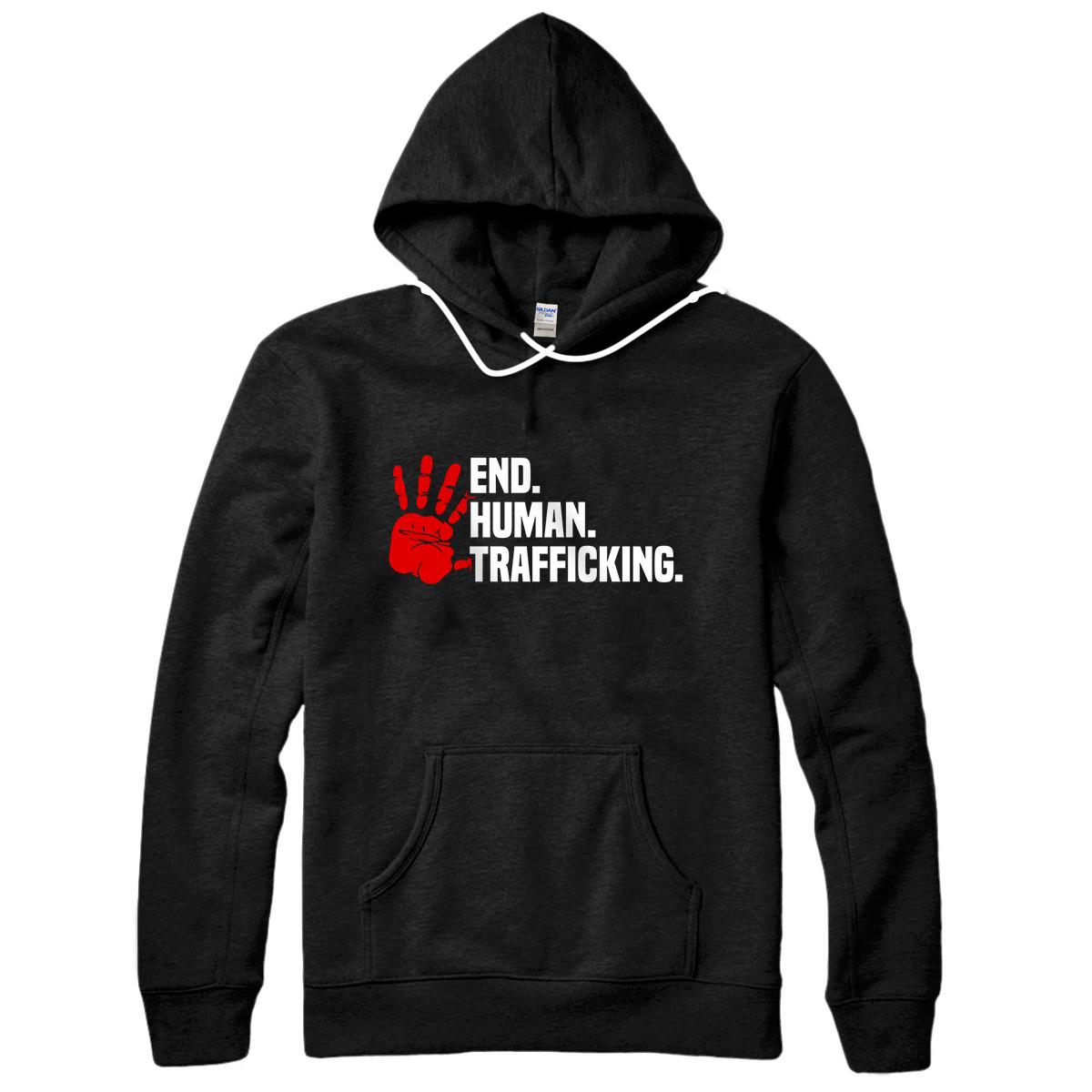 Personalized End Human Trafficking Red Handprint Stop Human Trafficking Pullover Hoodie