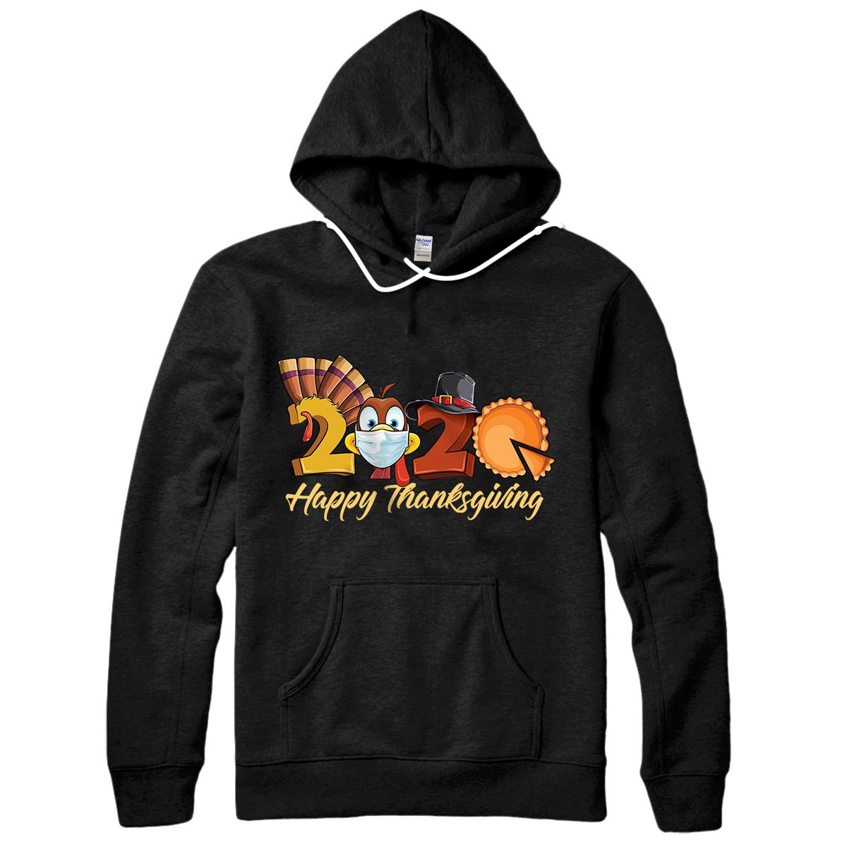 Personalized Happy Thanksgiving 2020 Turkey Wearing Mask Pumpkin pie Pullover Hoodie