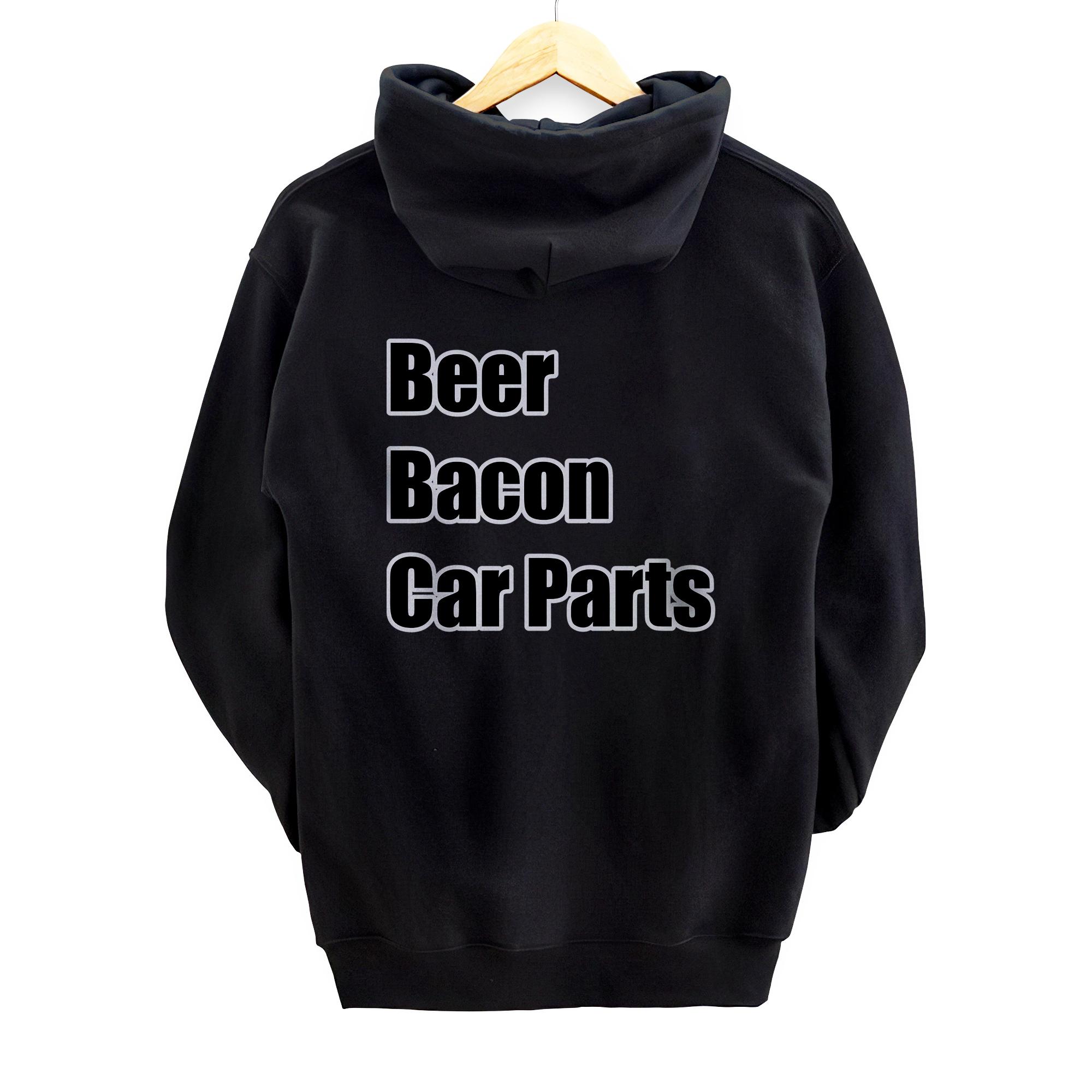 Personalized Funny Car Guy Gift - Beer Bacon Car Parts Car Enthusiast Pullover Hoodie