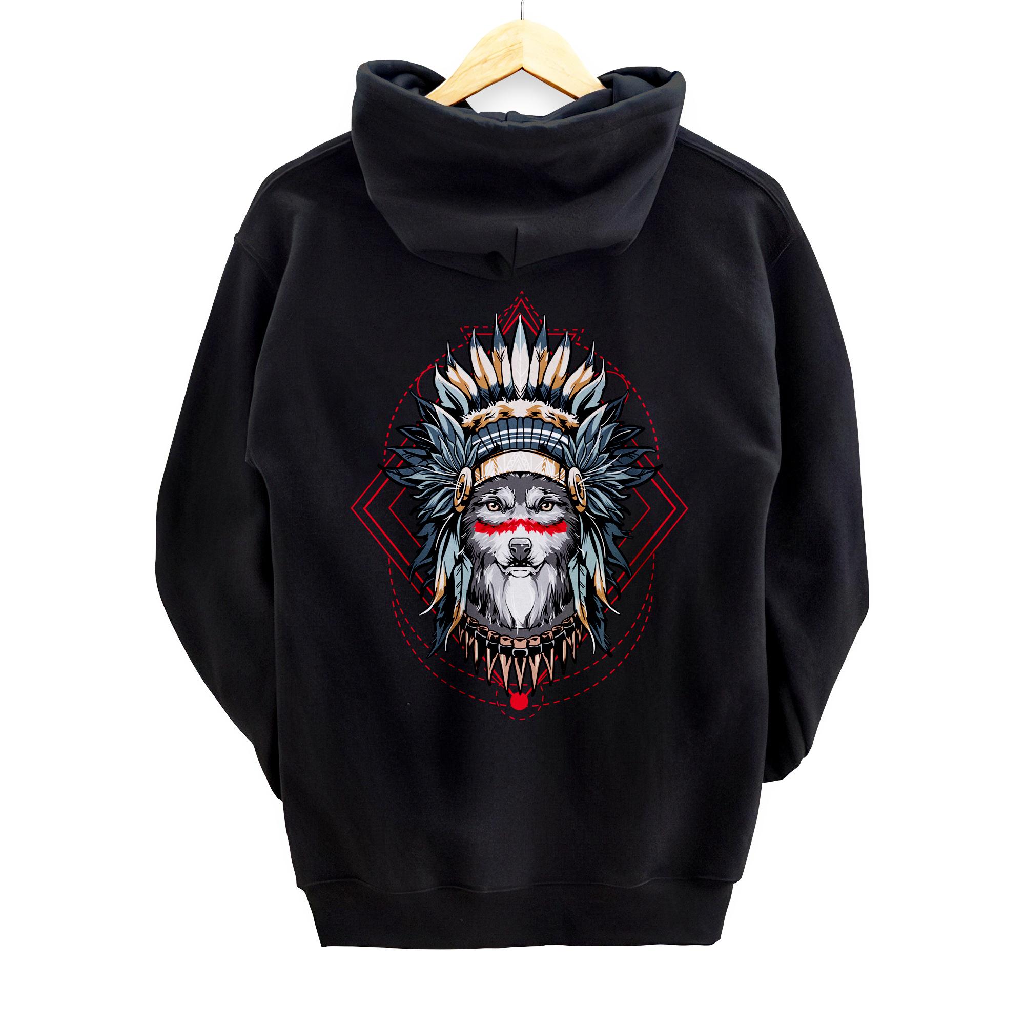 Personalized Mountain Wolf Gifts | Chief of the Wolf Pack Tribal Wolves Pullover Hoodie
