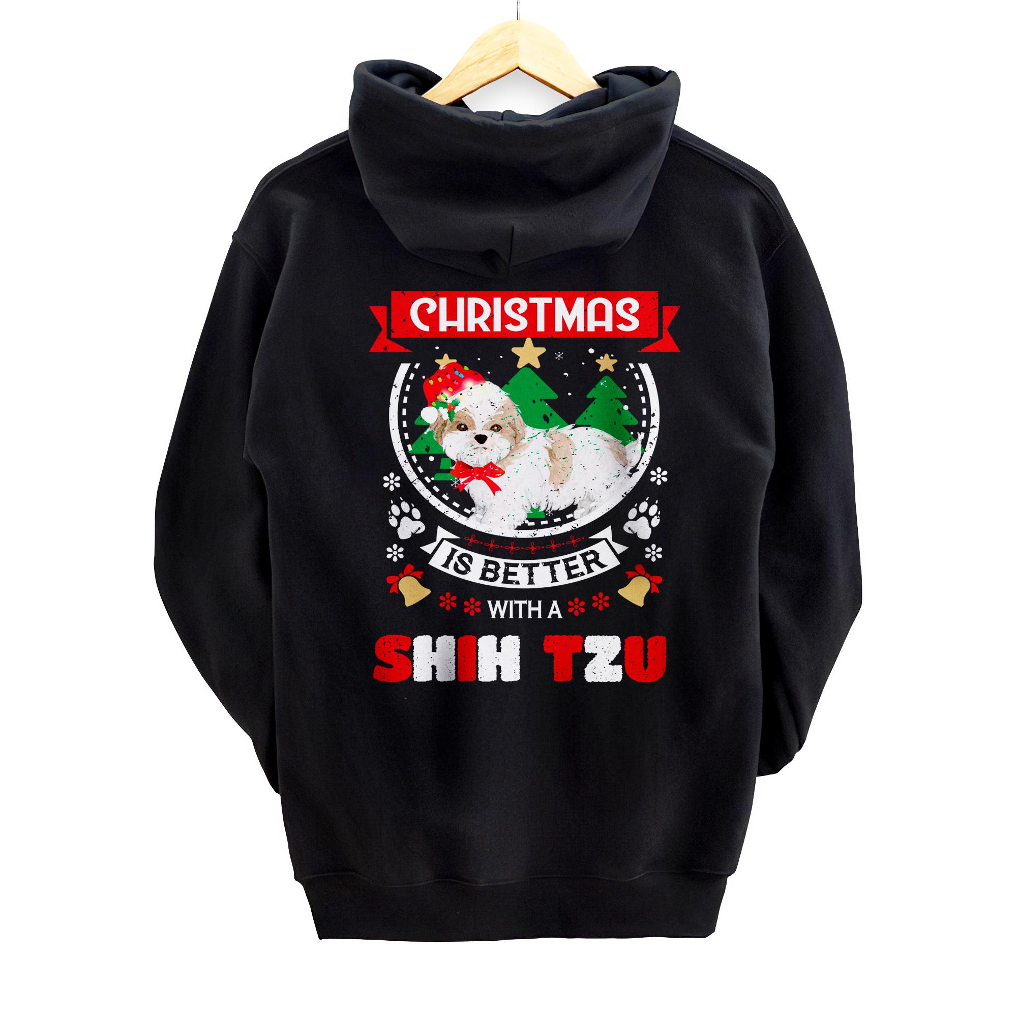 Christmas Is Better With A Shih Tzu Christmas Tree Pullover Hoodie