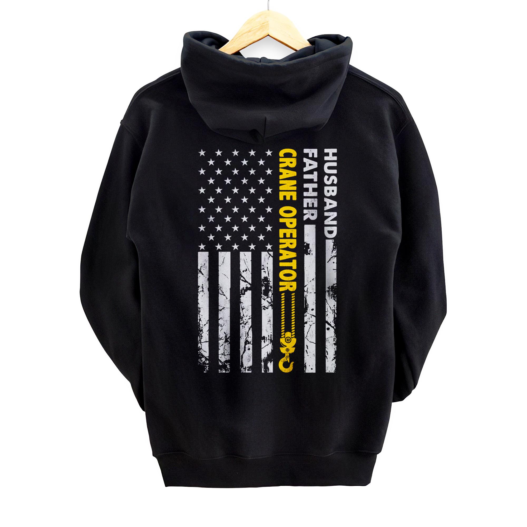 Husband Father Crane Operator USA flag Fathers Day gift Pullover Hoodie