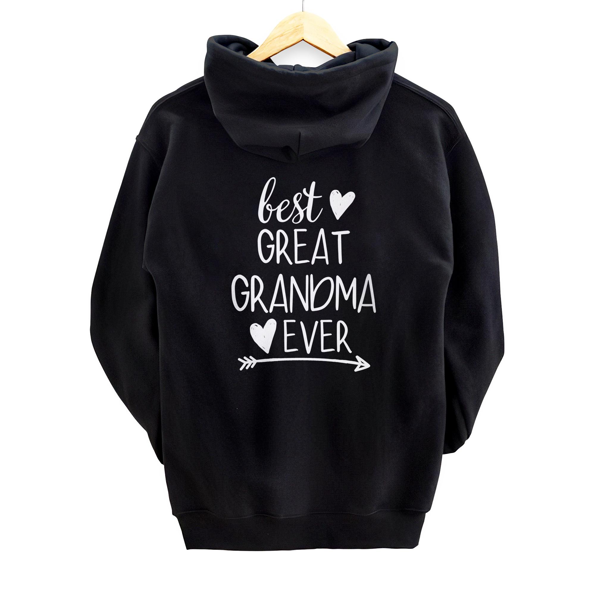 Best Great Grandma Ever Hearts Arrow Great Grandma Back Print Pullover Hoodie