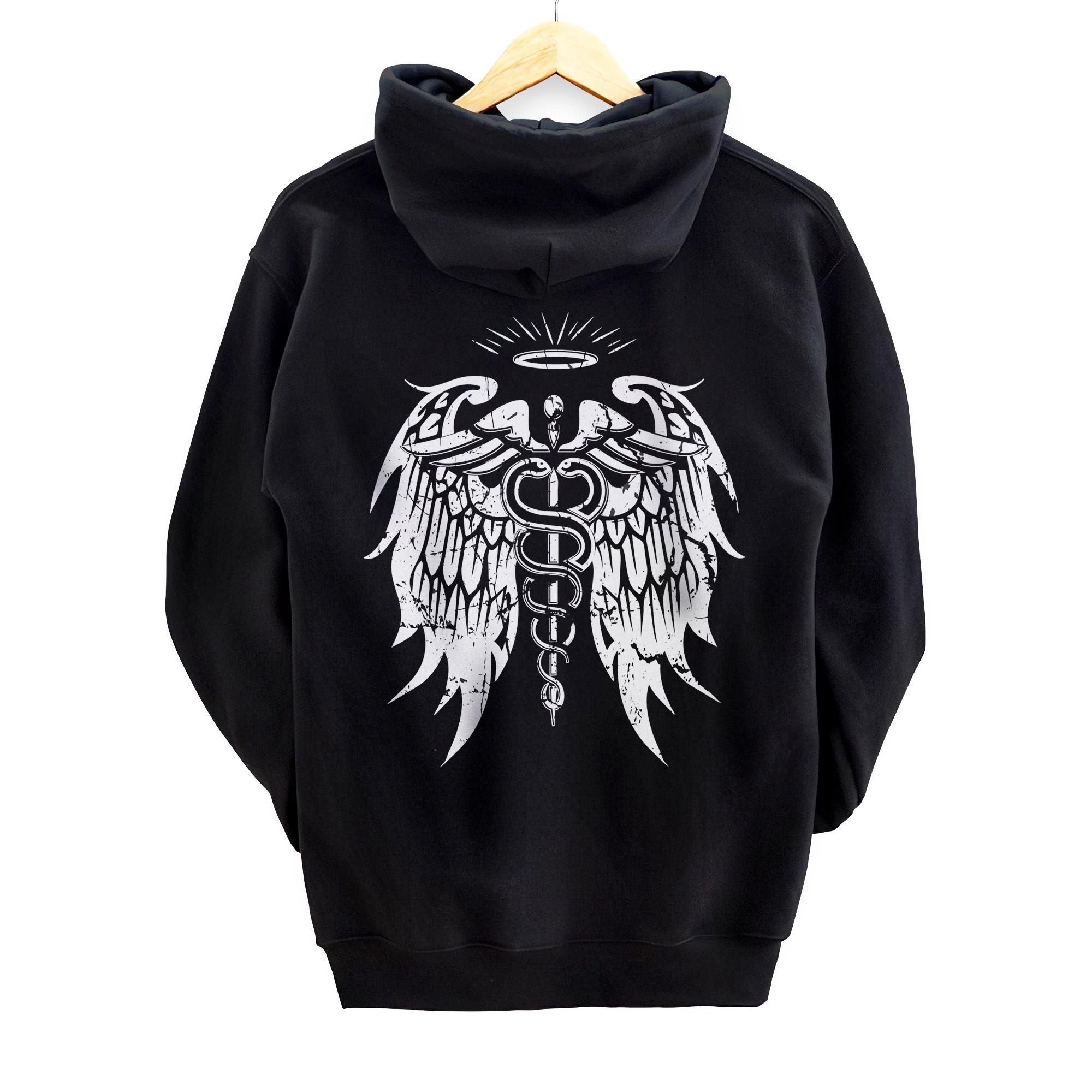 Healthcare angel support frontline essential workers Back Print Pullover Hoodie