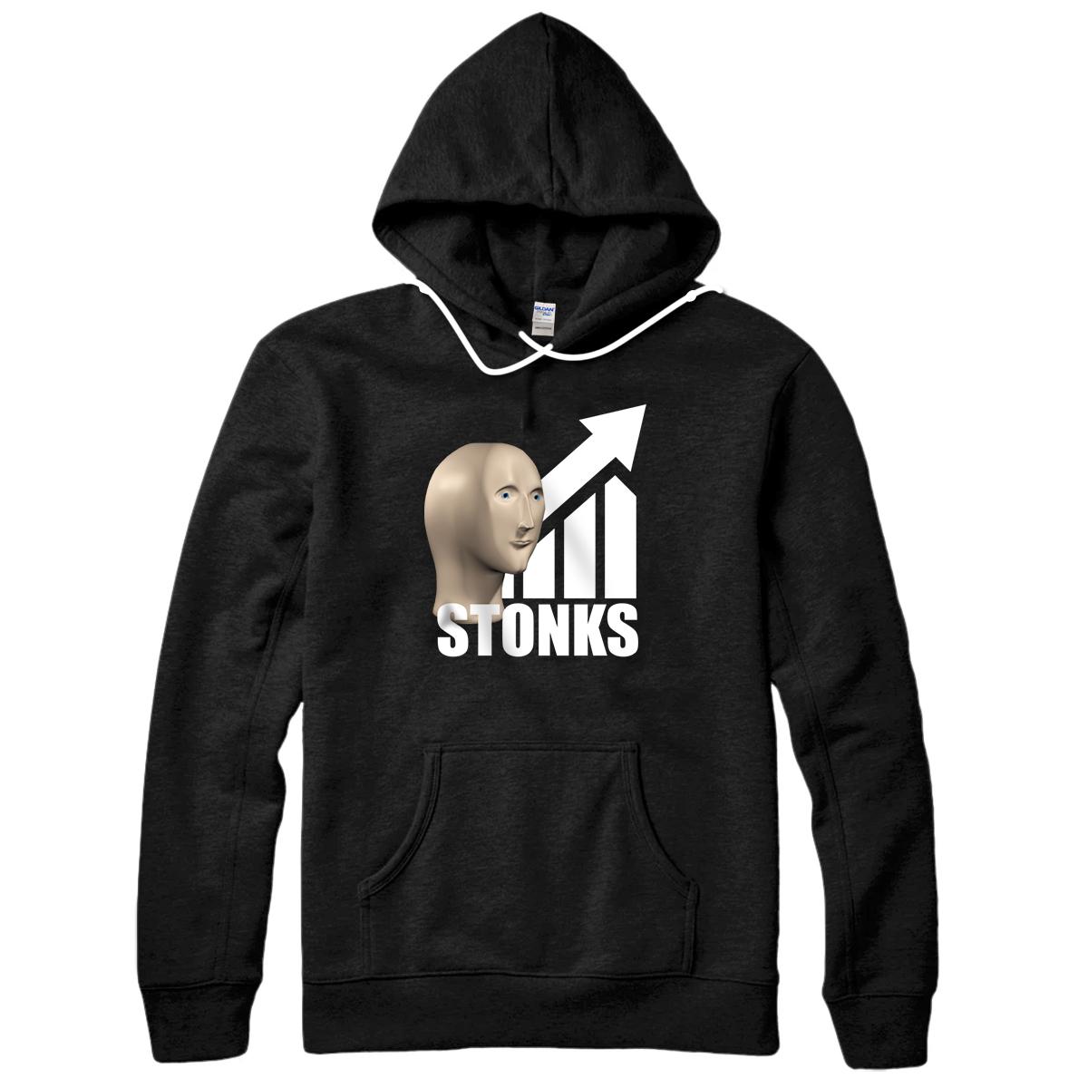 Stonks Dank Meme Man Stock Trader Trending Fun Fresh Gift Pullover Hoodie